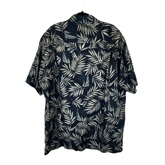 Woolrich Sz. XL Vintage Palm Tree Sailboat Short Sleeve Button Up Hawaiian - Picture 2 of 6